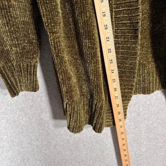 LOFT Cardigan Sweater Small Green Chenille Soft Comfy Cozy Artsy Retro Career - Picture 6 of 9